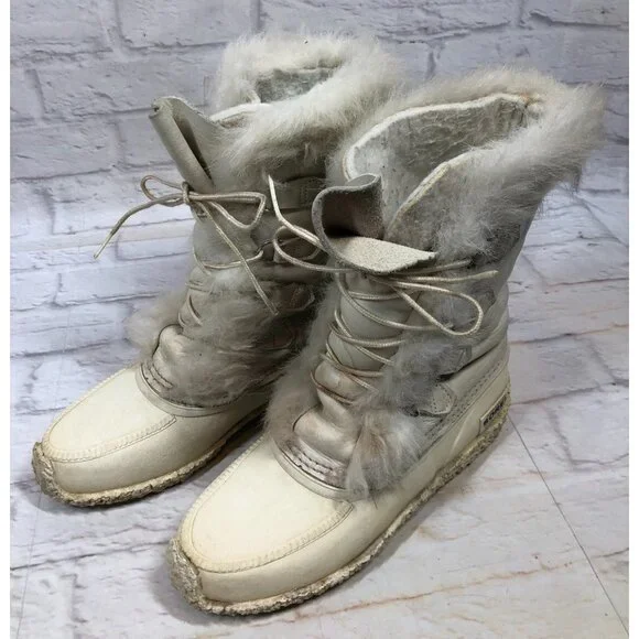 SOREL Nanook Faux Fur Trim Lace Up Mid-Calf Leather Winter Snow Boots Womens 9 ( - Picture 2 of 11